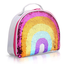 Reversible Sequin lunch bag Rainbow Lunch Box Insulated Kids Lunch Bag for Girls
